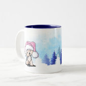 KiniArt Yorkshire Terrier Kerstmis Tweekleurige Koffiemok (Voorkant links)