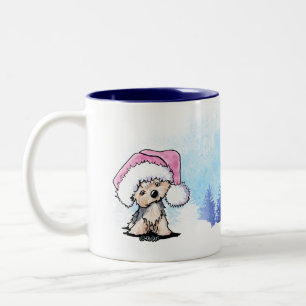 KiniArt Yorkshire Terrier Kerstmis Tweekleurige Koffiemok