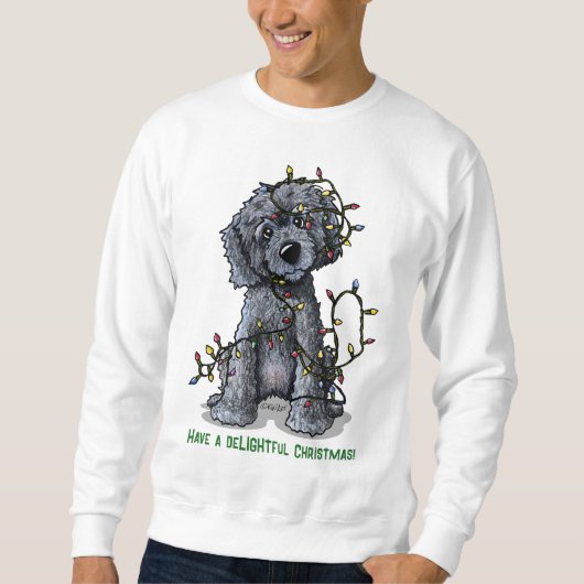 KiniArt Zwarte Doodle Aangename Kerstmis Trui (Voorkant)