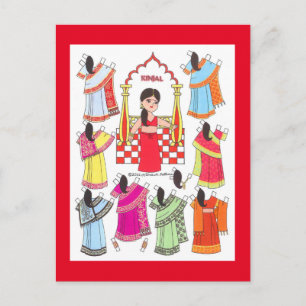 Kinjal, Sari Girl of India Paper Doll Briefkaart