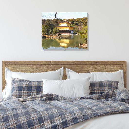 Kinkaku-ji 金 閣 寺 tempel van het gouden paviljoen canvas afdruk (Insitu (Slaapkamer))
