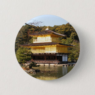 Kinkaku-ji 金 閣 寺 tempel van het gouden paviljoen ronde button 5,7 cm