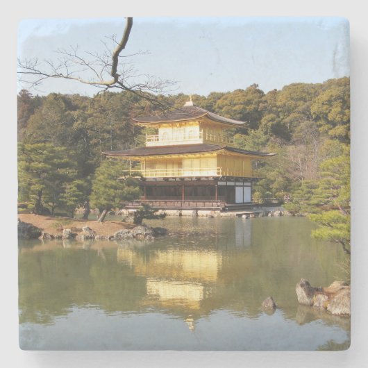 Kinkaku-ji 金 閣 寺 tempel van het gouden paviljoen stenen onderzetter (Voorkant)