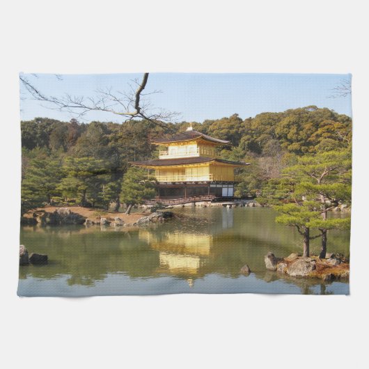 Kinkaku-ji 金 閣 寺 tempel van het gouden paviljoen theedoek (Horizontaal)