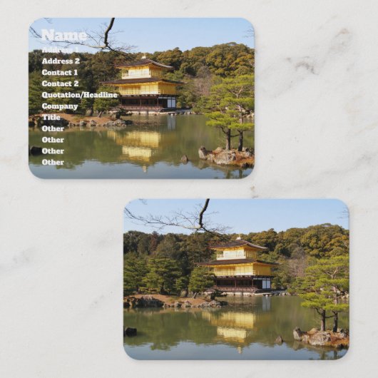 Kinkaku-ji 金 閣 寺 tempel van het gouden paviljoen visitekaartje (Voorkant / Achterkant)