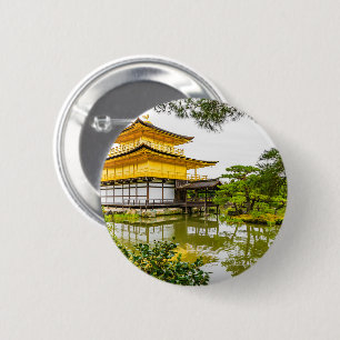 Kinkaku-ji, het gouden paviljoen in Kyoto Ronde Button 5,7 Cm