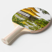 Kinkaku-ji, het gouden paviljoen in Kyoto Tafeltennisbatje (Voorkant Gekanteld)