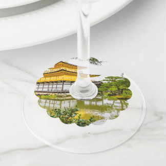 Kinkaku-ji, het gouden paviljoen in Kyoto Wijnglaslabel