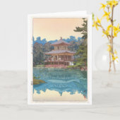 Kinkaku-ji, Hiroshi Yoshida, Woodcut Kaart (Gele Bloem)