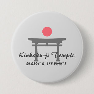 Kinkaku-ji Tempel Breedtegraad Lengtegraad  Ronde Button 7,6 Cm