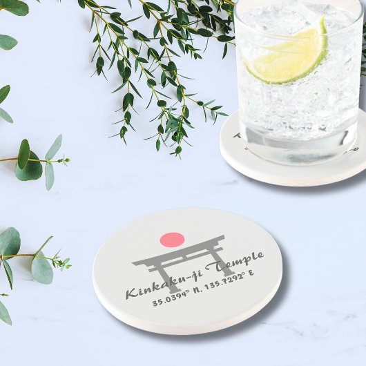 Kinkaku-ji Tempel Breedtegraad Lengtegraad  Zandsteen Onderzetter