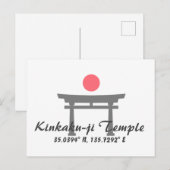 Kinkaku-ji Temple Latitude Longitude Briefkaart (Voorkant / Achterkant)