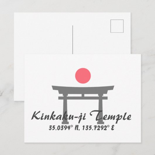 Kinkaku-ji Temple Latitude Longitude Briefkaart (Voorkant / Achterkant)