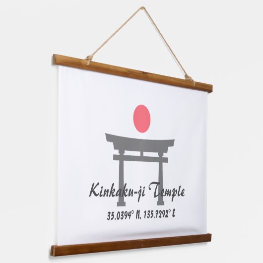 Kinkaku-ji Temple Latitude Longitude Hangend Wandkleed (Gebogen)
