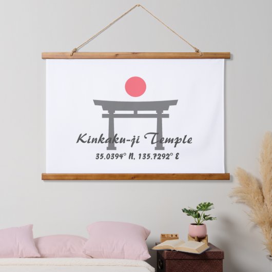 Kinkaku-ji Temple Latitude Longitude Hangend Wandkleed (Slaapkamer)