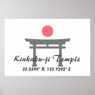 Kinkaku-ji Temple Latitude Longitude Poster