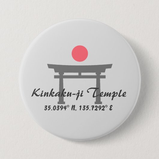Kinkaku-ji Temple Latitude Longitude Ronde Button 7,6 Cm (Voorkant)