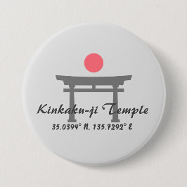 Kinkaku-ji Temple Latitude Longitude Ronde Button 7,6 Cm
