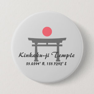 Kinkaku-ji Temple Latitude Longitude Ronde Button 7,6 Cm