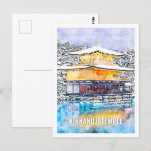 Kinkakuji Temple Japan Travel Waterverf Sketch Briefkaart