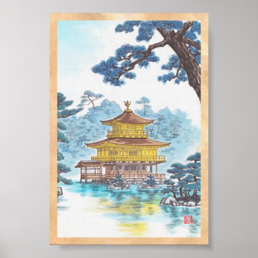 Kinkakuji Temple Kamei Tobei japanse landschapskun Poster (Voorkant)
