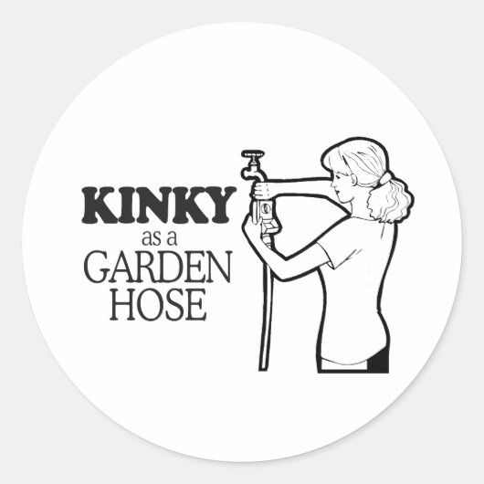 KINKY ALS EEN TUINSLANG RONDE STICKER (Voorkant)