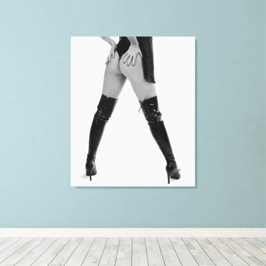 Kinky Black boots Canvas Afdruk (Insitu (Houten vloer))
