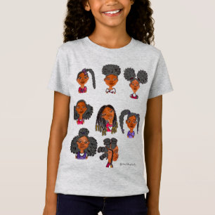 Kinky Curly Brown Skin Girls T-Shirt