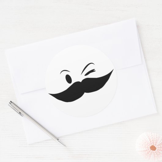 Kinky Mustache Ronde Sticker (Envelop)