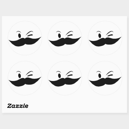 Kinky Mustache Ronde Sticker (Vel)