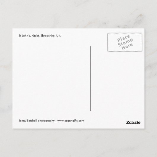 Kinlet Kerk en orgaanmontage Briefkaart (Achterkant)