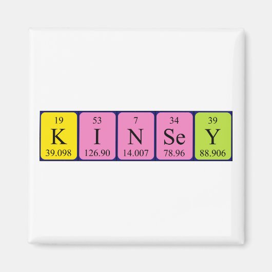 Kinsey periodieke tabelnaam magnet (Voorkant)