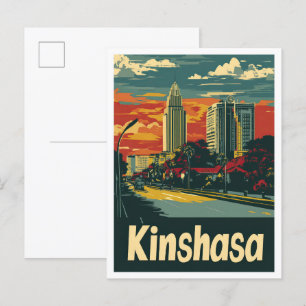 Kinshasa Congo Vintage Travel Illustration Briefkaart