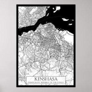 Kinshasa DR Congo Kaart Poster