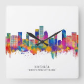 Kinshasa DR Congo Skyline Vierkante Klok (Voorkant)