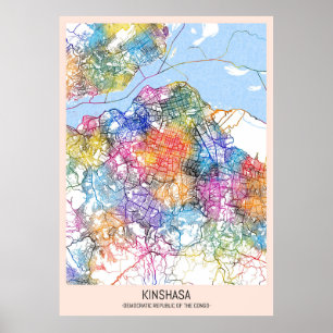 Kinshasa DR Congo Stadsplattegrond Poster
