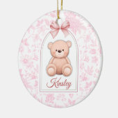 Kinsley | Aangepaste Roze Teddybeer Nursery Design Keramisch Ornament (Links)