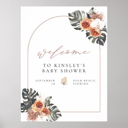 KINSLEY Boho Terracotta Baby shower Welkomstwoord  Poster (Voorkant)