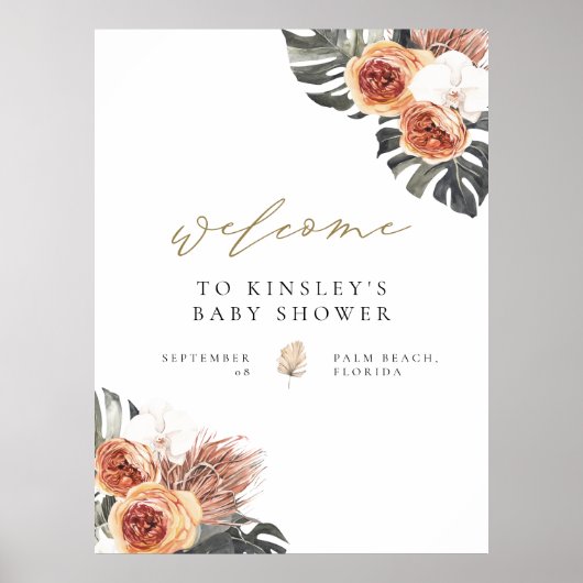 KINSLEY Boho Terracotta Baby shower Welkomstwoord  Poster (Voorkant)