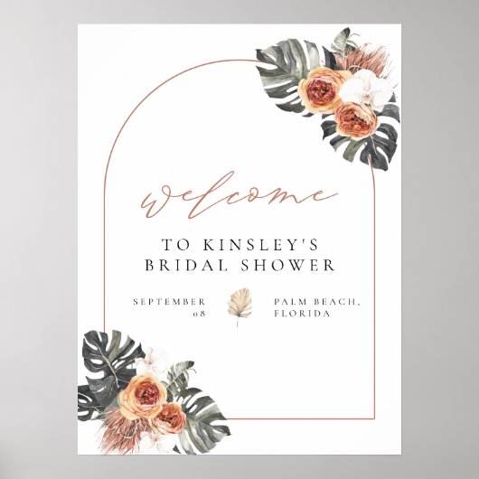 KINSLEY Boho Terracotta Bruidsuitnodiging Welkom Poster (Voorkant)