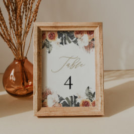 KINSLEY Boho Terracotta Dry Palm Table Numbers Kaart