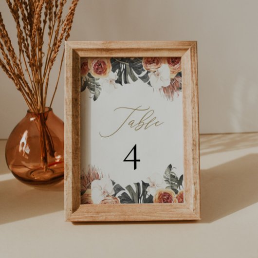 KINSLEY Boho Terracotta Dry Palm Table Numbers Kaart
