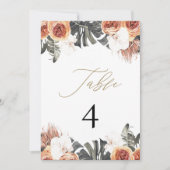 KINSLEY Boho Terracotta Dry Palm Table Numbers Kaart (Voorkant)