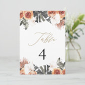 KINSLEY Boho Terracotta Dry Palm Table Numbers Kaart (Staand voorkant)