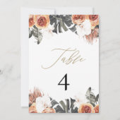 KINSLEY Boho Terracotta Dry Palm Table Numbers Kaart (Achterkant)