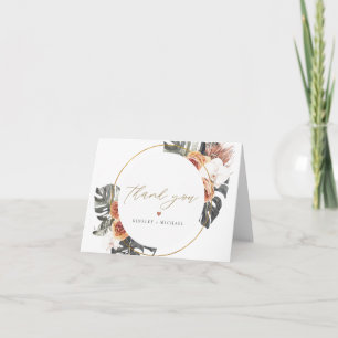 KINSLEY Boho Terracotta Floral Dry Palm Leaf Bedankkaart