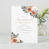 KINSLEY Boho Terracotta Floral Palm Bachelorette Kaart (Staand voorkant)