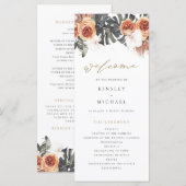 KINSLEY Boho Terracotta Floral Wedding Programme Menu (Voorkant / Achterkant)