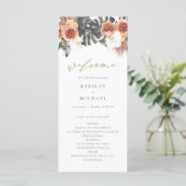 KINSLEY Boho Terracotta Floral Wedding Programme Menu (Staand voorkant)