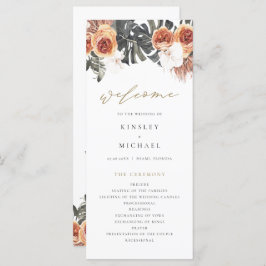 KINSLEY Boho Terracotta Floral Wedding Programme Menu